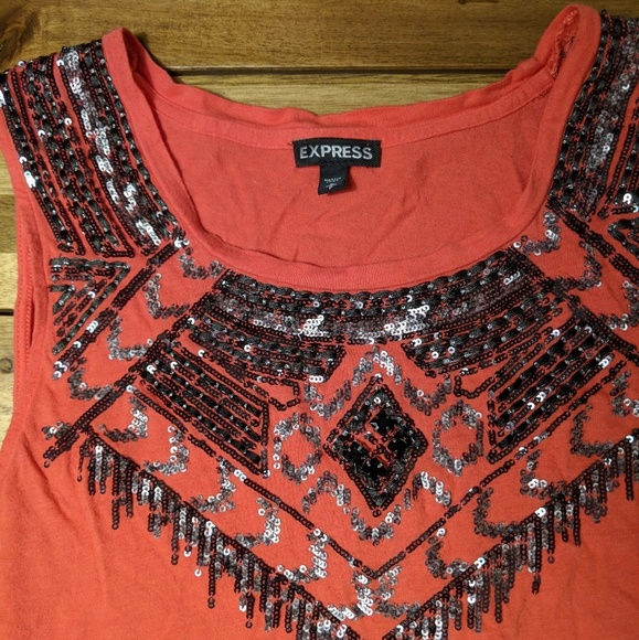 EXPRESS Beaded Coral Tank - Picture 2 of 3